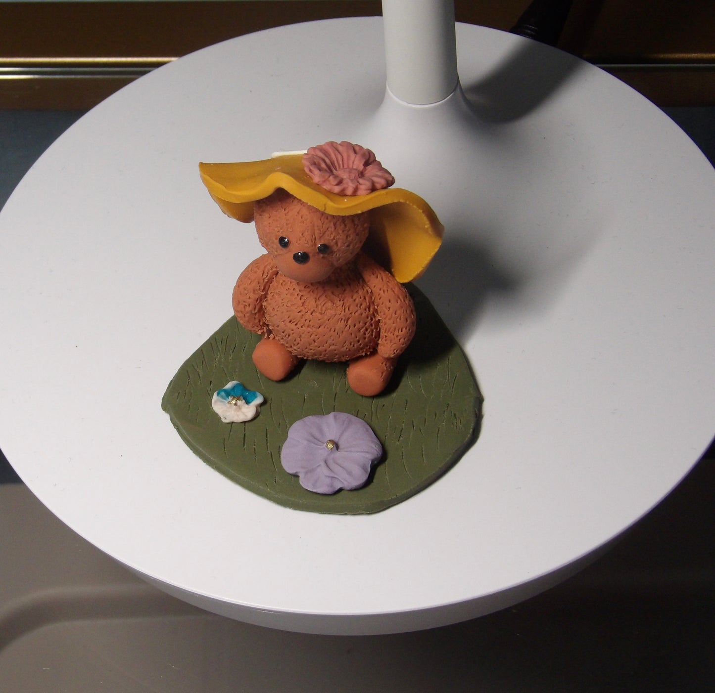 Teddy Bear With Sun Hat Mini Sculpture