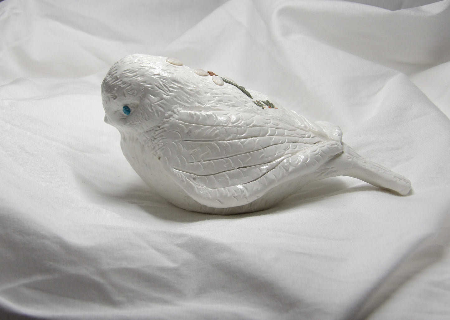 White Dove Statue With Flower