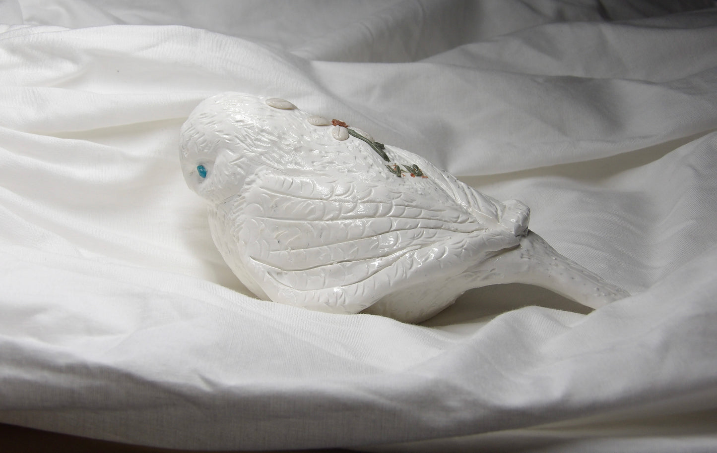 White Dove Statue With Flower