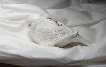 White Dove Statue With Flower