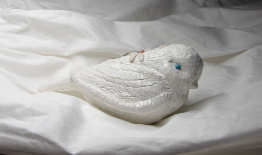 White Dove Statue With Flower