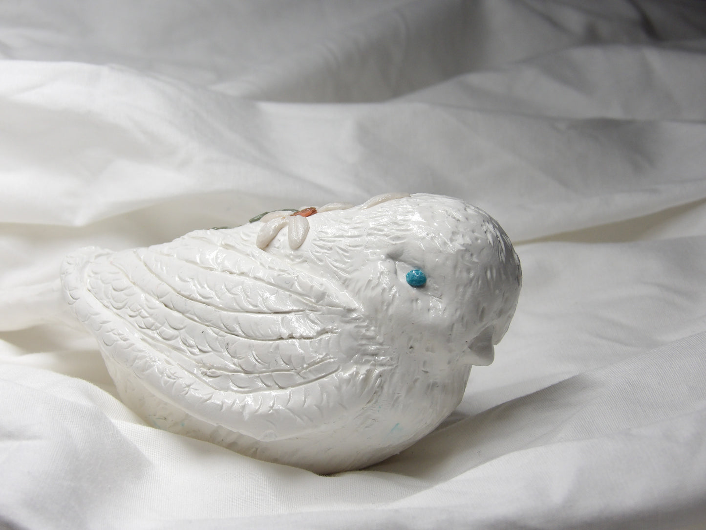 White Dove Statue With Flower