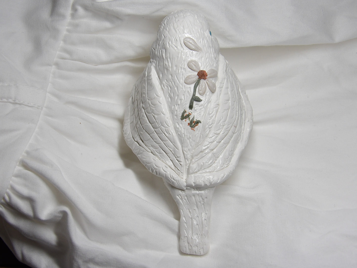 White Dove Statue With Flower