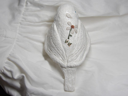 White Dove Statue With Flower