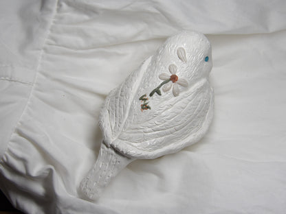 White Dove Statue With Flower