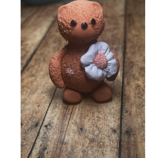 Teddy Bear Figurine With Flower