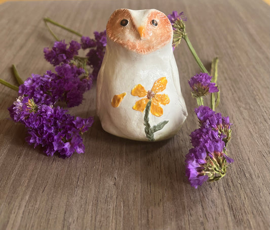 White Small Barn Owl Figurine