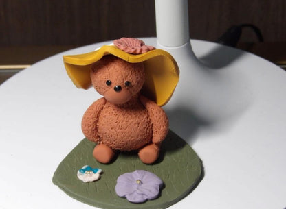 Teddy Bear With Sun Hat Mini Sculpture