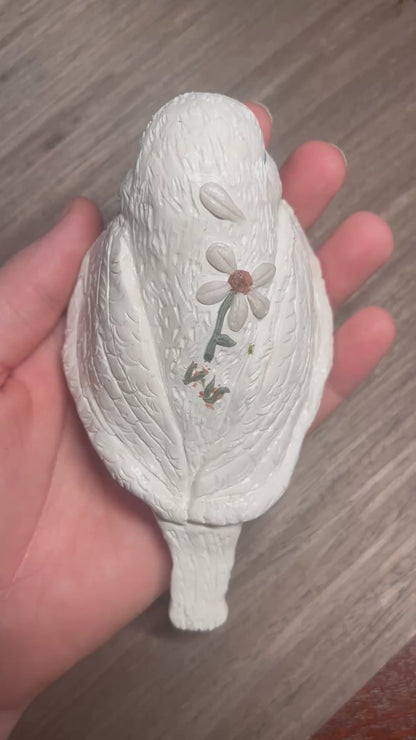 White Dove Statue With Flower