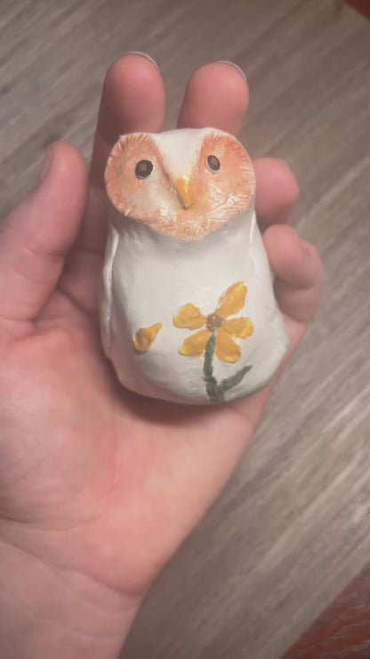 White Small Barn Owl Figurine