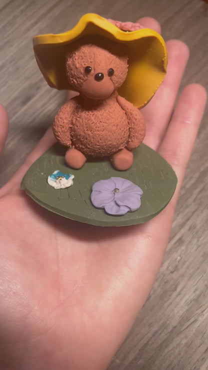 Teddy Bear With Sun Hat Mini Sculpture